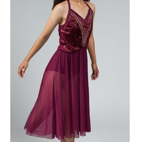 black dress burgundy heels Studio 7 Amber Mesh Lyrical Dress Chd33/Add33  DIVINE DANCE TWEED